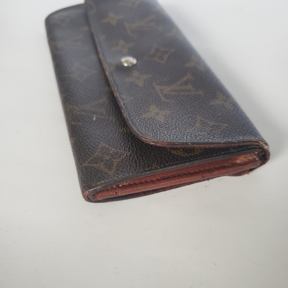 LOUIS VUITTON LV Vintage Sarah Envelope Wallet Leather Large Clutch Brown - Picture 12 of 13